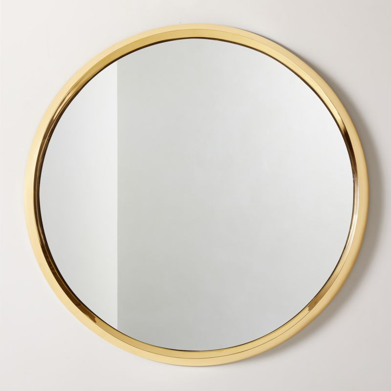 Tenro Unlacquered Brass Round Wall Mirror 48" + Reviews | CB2 | CB2