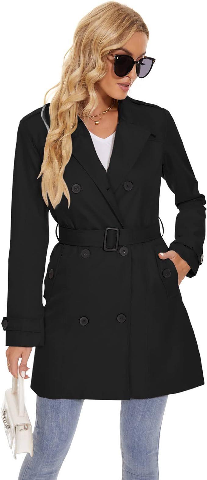 Maxbyc Womens Trench Coat Windproof and Waterproof Double-Breasted Classic Mid Length Dress Coat ... | Amazon (US)