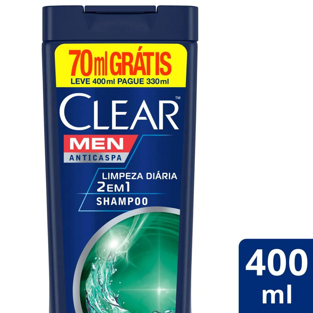 Shampoo Clear Men 2x1 Limpdial400p330ml - Pague Menos | Medicamentos e Manipulação | Pague Menos BR