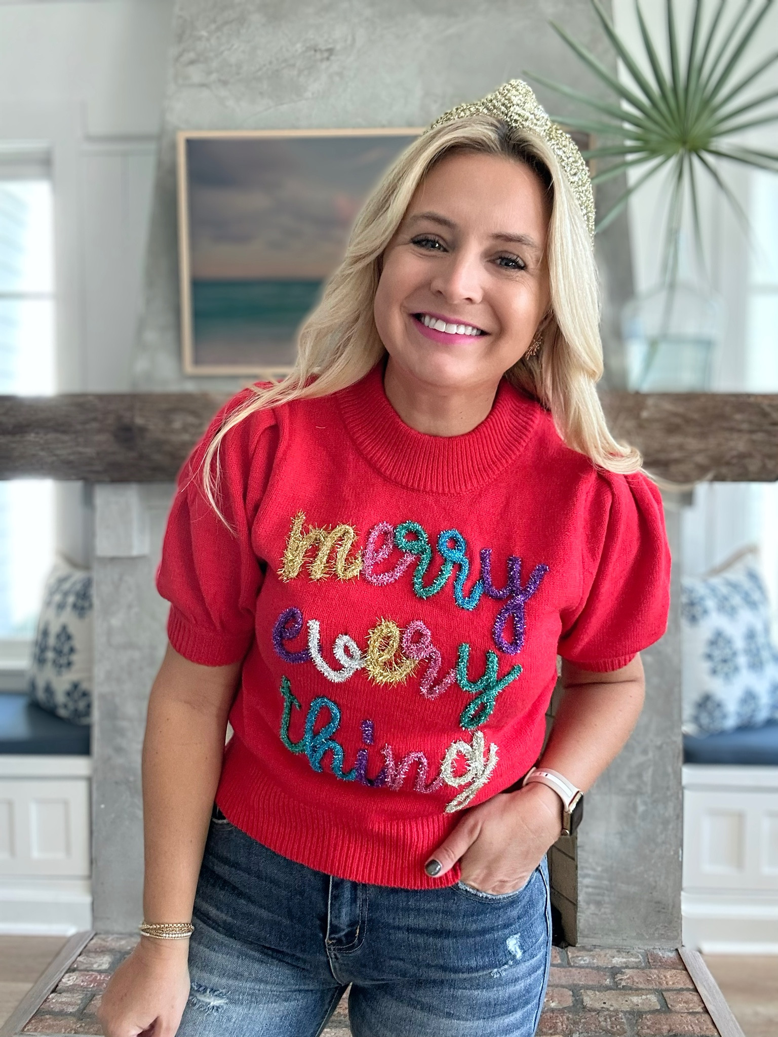 MERRY EVERYTHING!! love this sweater for the holidays! Wearing size small. FANCY15 for 15% off. Linked my fun headband too  

#LTKstyletip #LTKHoliday #LTKSeasonal