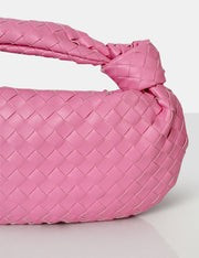 Blame Pink Weave Knot Detail Handbag | Public Desire
