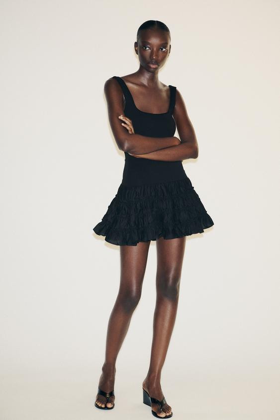 CONTRASTING VOLUMINOUS DRESS | Zara US