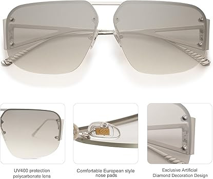 SOJOS Trendy Aviator Sunglasses Mens Womens Retro Metal Rimless Frame Shades Lentes De Sol Para M... | Amazon (US)