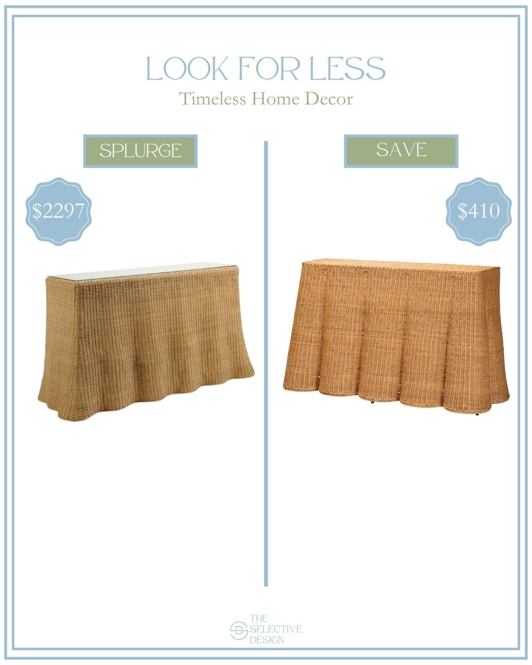 Woven Rattan Console Table look for less 👏🏼 

Home decor designer dupe, home decor dupe, home decor look for less, splurge or save, look for less, timeless affordable home decor, spot the dupe, Grandmillennial home decor, southern traditional home decor, timeless home decor, affordable console table, woven console table, rattan console table, costal home decor, preppy home decor,  

 #LTKHome #LTKSaleAlert #LTKStyleTip