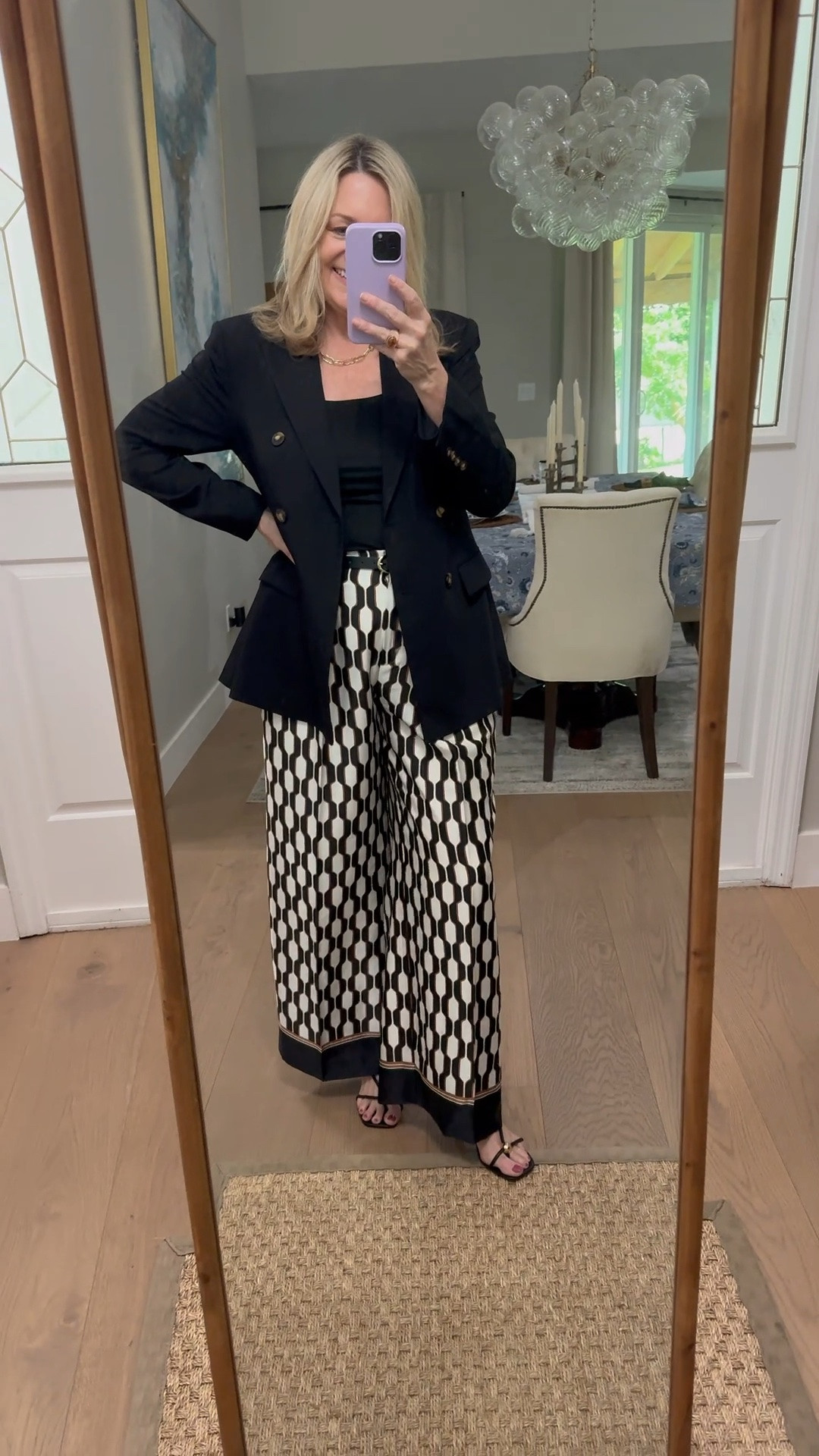 I love these pants. I wear them together with the matching top (linked here) or as separates.  Work outfit, business casual outfit, printed pants ￼￼