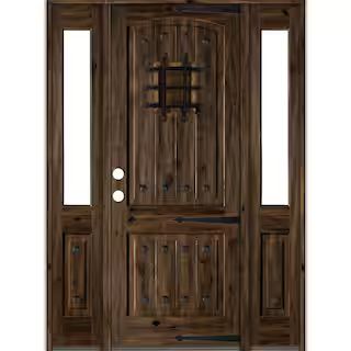 70 in. x 96 in. Mediterranean Knotty Alder Right-Hand/Inswing Clear Glass Black Stain Wood Prehun... | The Home Depot