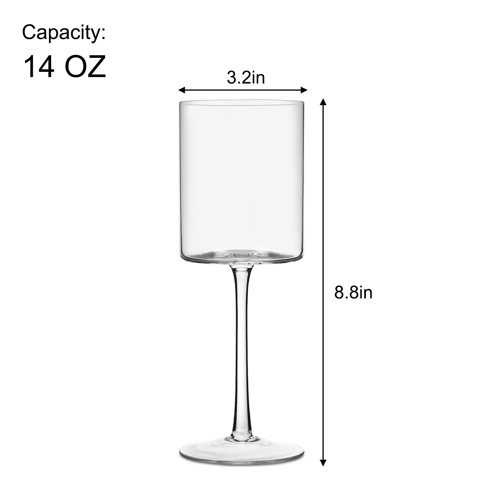 Moretoes 14oz Wine Glasses Set of 2, Square Wine Glasses for Red Wine, Crystal Modern Stemmed Gla... | Amazon (US)