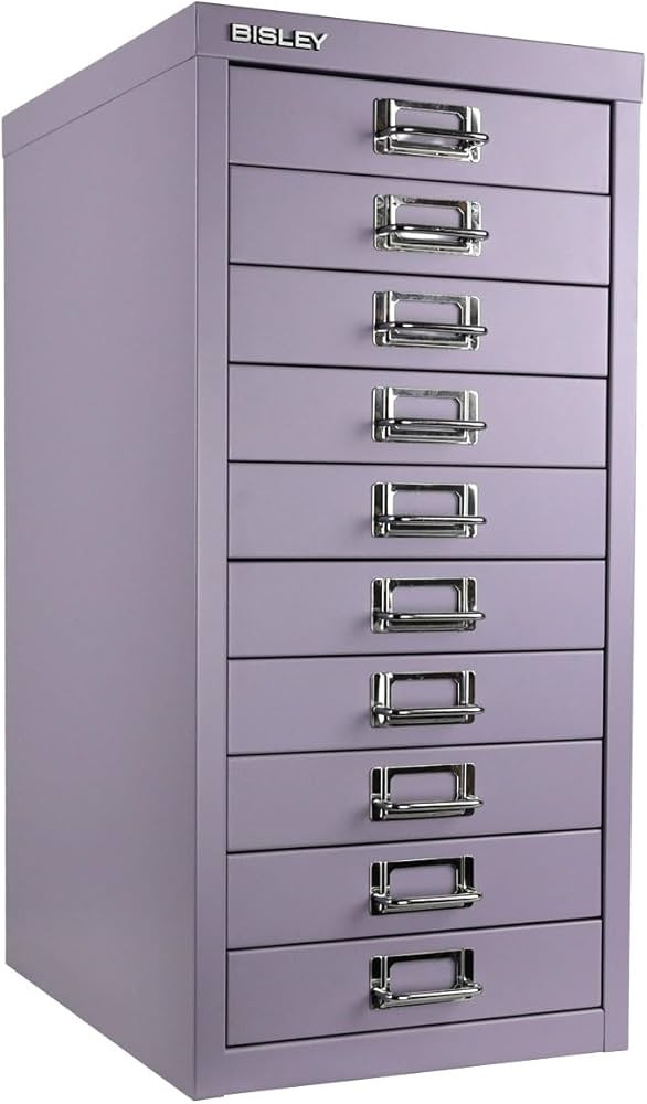 Bisley 10-Drawer Steel MultiDrawer Cabinet - Lilac, Chrome Pull Handles with Label Holders, Powde... | Amazon (US)