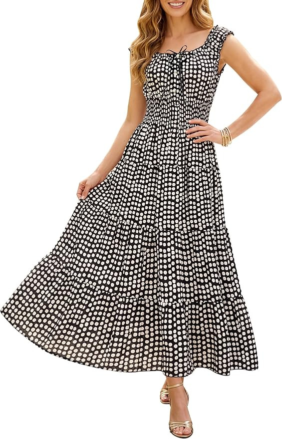 MISSMILLER Women's 2026 Summer Boho Floral Print Sleeveless Casual Tiered Sundresses Flowy Beach ... | Amazon (US)