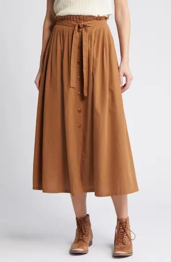 THE GREAT. The Treeline Cotton Blend Midi Skirt | Nordstrom | Nordstrom