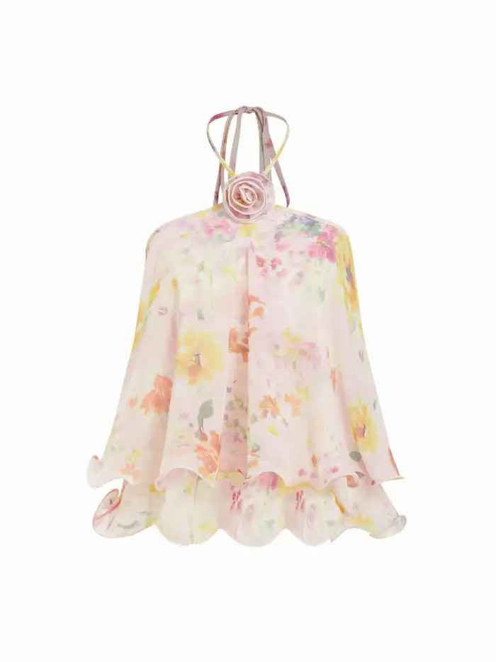 Ruffle Hem Knotted Layered Mesh Cami Top $39.90Flash Shipping | Cider