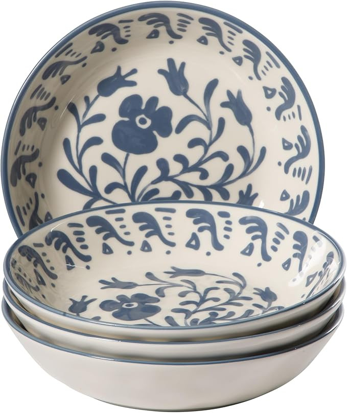 Bloomhouse - 2-Time Oprah’s Favorite Things - Valencia Flor 4 Piece Dinner Bowl Set, 8” Stone... | Amazon (US)