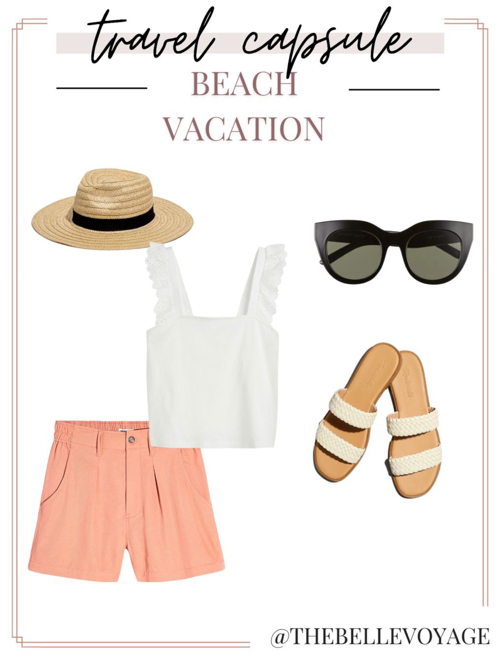 Beach vacation outfit using my new capsule wardrobe, up on the blog today.  Pink one piece swimsuit, swim cover up, raffia tote, sandals and sun hat. 

#LTKtravel #LTKSeasonal #LTKswim