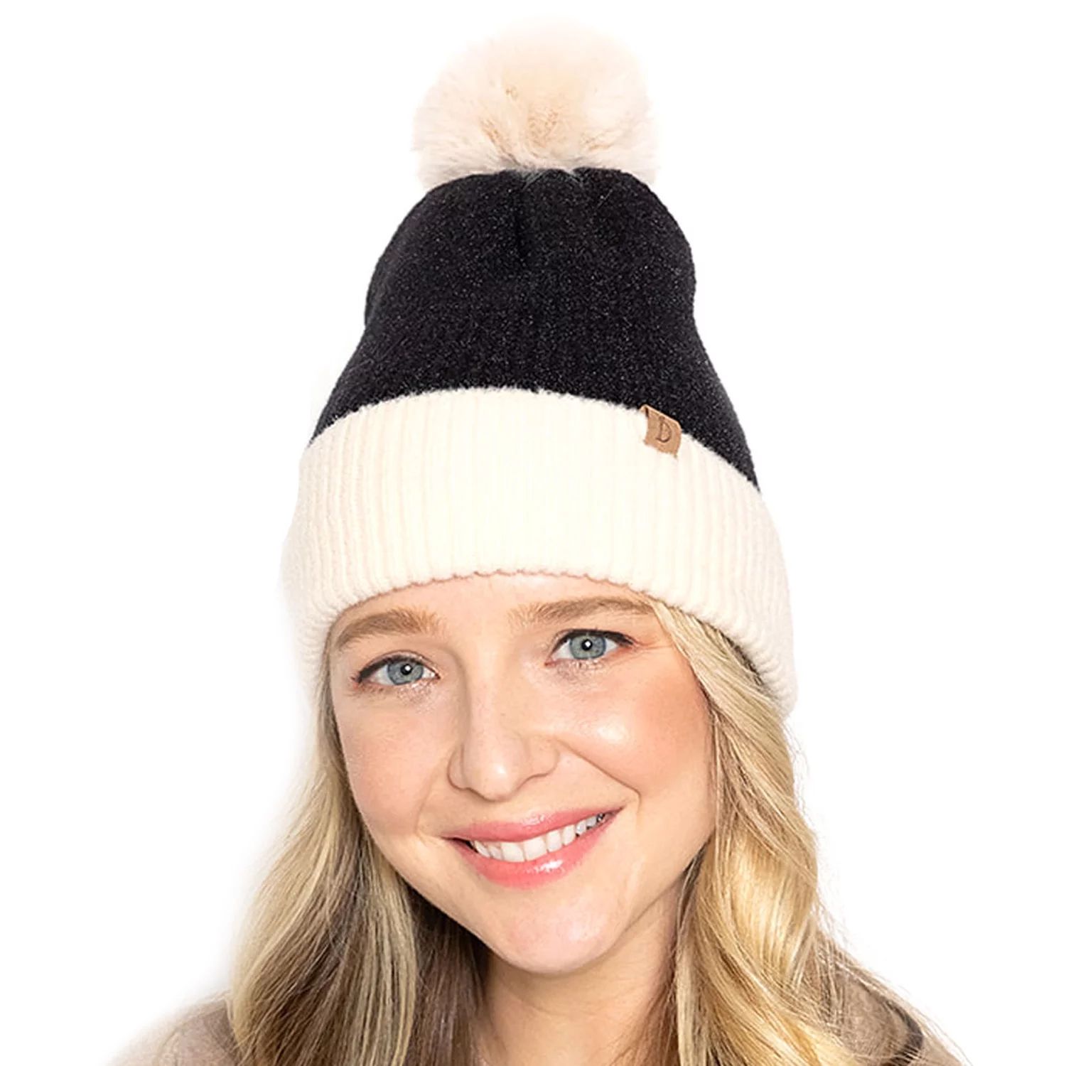 Empire Cove Women's Winter Ribbed Knit Beanie with Faux Fur Pom Pom Hats Gifts for Her | Walmart (US)