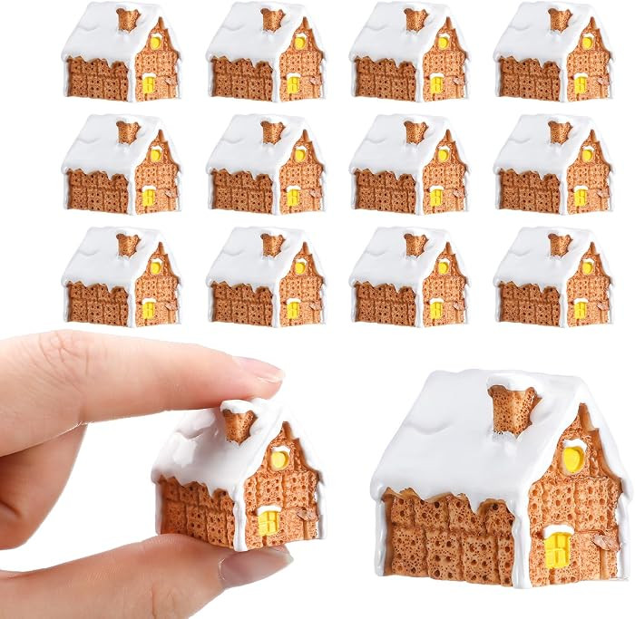 Realspring 12 Pcs Christmas Village Accessories Mini Gingerbread House Kit Ornaments Village Hous... | Amazon (US)