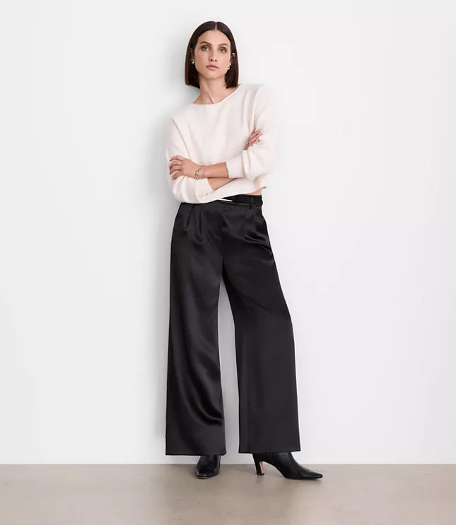LOFT Versa Satin Palazzo Pants | Loft | LOFT