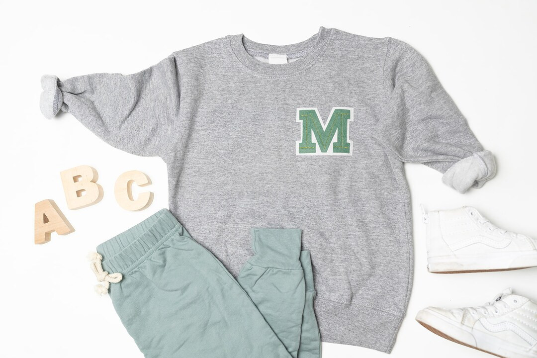 Initial Varsity Sweatshirt Personalized Sweatshirt Kids Sweatshirt Toddler Crewneck Name Sweatshi... | Etsy (US)