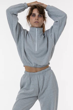 F396 - Flex Fleece Half Zip Cropped Pullover | Los Angeles Apparel