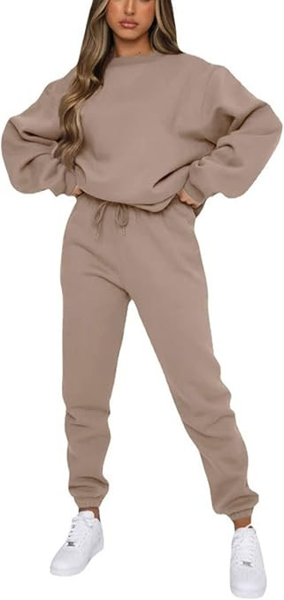 Alunzoem Jogger Sets for Women 2 Piece Sweatsuit Outfits Long Sleeve Pullover Sweatshirt Pants Se... | Amazon (US)