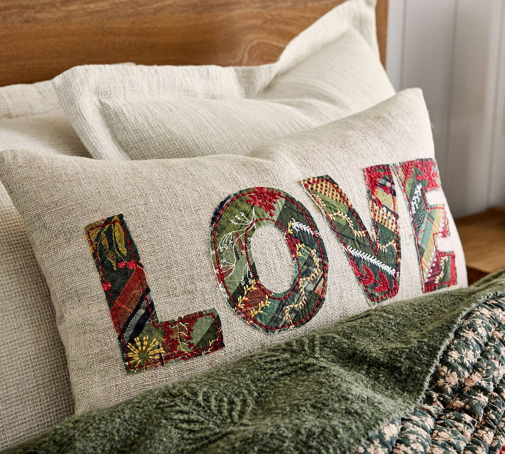 Love Patchwork Lumbar Pillow | Pottery Barn (US)