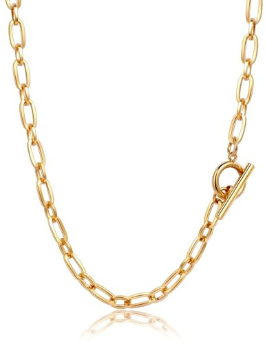 AILPIWE 18K Gold Plated Paperclip Chain Necklace Gold Paperclip Link Chain Choker Necklace for Women | Amazon (US)