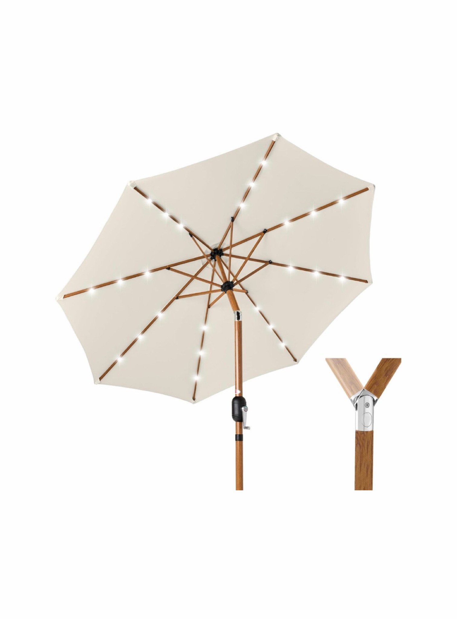 10ft Solar Market Patio Umbrella w/Woodgrain Pattern Pole, LED Lights, Tilt & Crank - Outdoor Sun Shade for Backyard Table, Deck, Poolside 

#LTKSeasonal #LTKdayinmylife #LTKHome