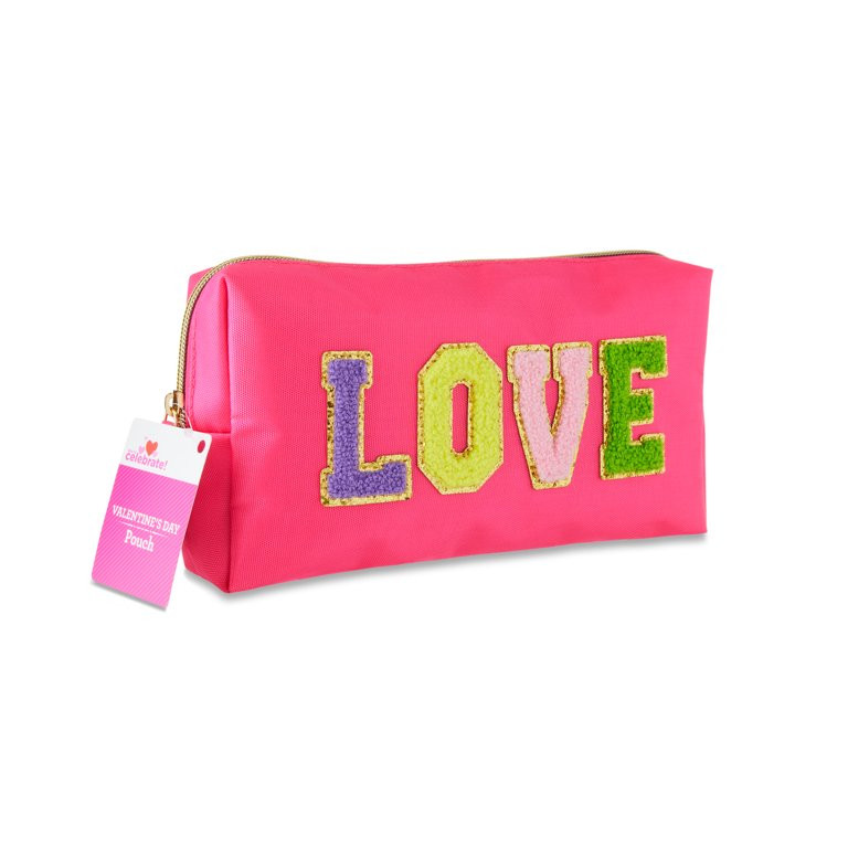 Valentine's Day Pink Love Pencil Pouch, 9.5 in, by Way To Celebrate | Walmart (US)