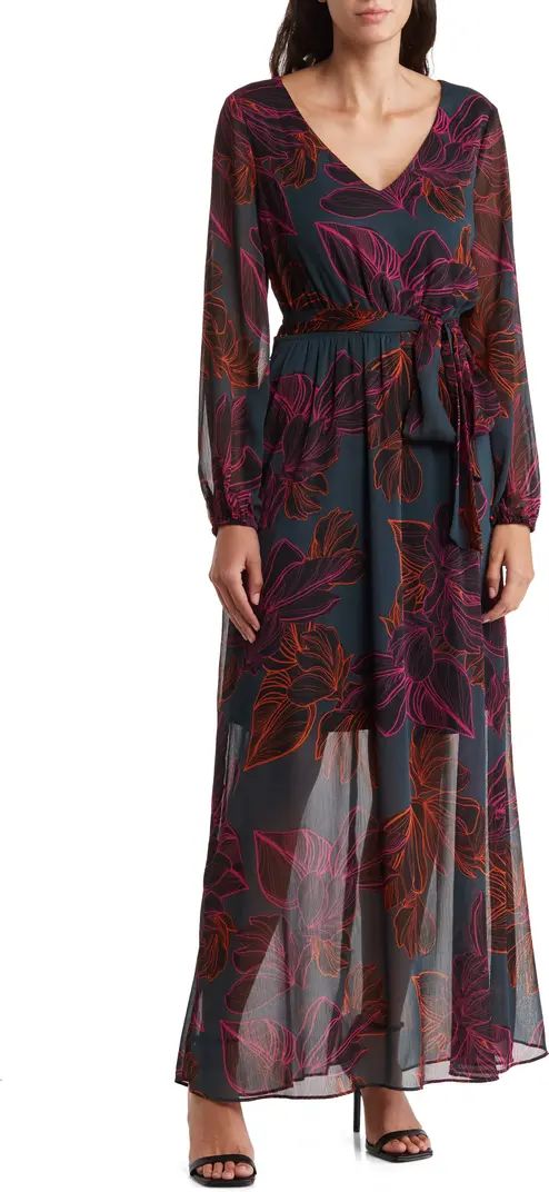 Nine West Jennifer Floral Long Sleeve Maxi Dress | Nordstromrack | Nordstrom Rack