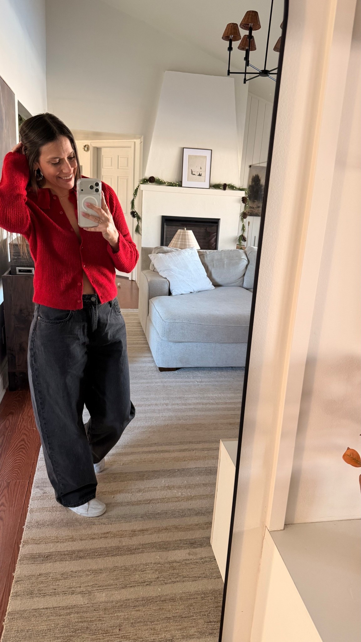 H&M Outfits; Red Cardigan; women’s Black Baggy Jeans; H&M Baggy Jeans; Mom OOTD; SAHM Outfits

#LTKmomlife #LTKMidsize #LTKootd