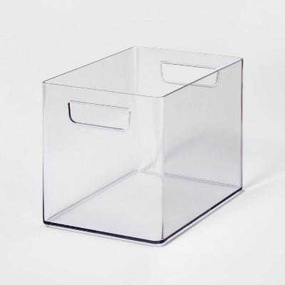 Medium Bathroom Organizer Bin with Handles Clear - Brightroom™: PETG, 6.5" Height, 9" Depth, 6" Width, Organizing Bin | Target