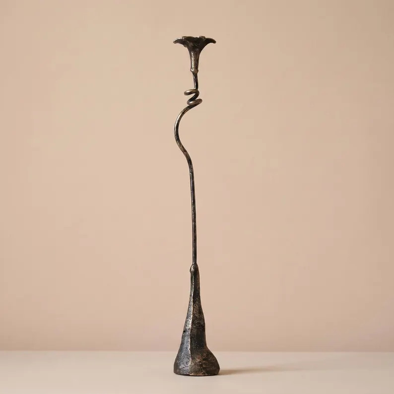 Cast Iron Lily Candle Holder, Antique Gold Candlestick, Sculptural Table Centerpiece, Gothic Deco... | Etsy (Global)