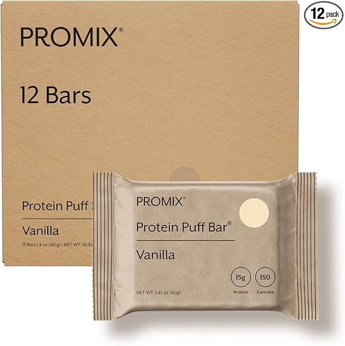 ProMix Nutrition Protein Puff Bars, 12-Pack - Madagascar Vanilla - Marshmallow Crispy Treat - Gre... | Amazon (US)