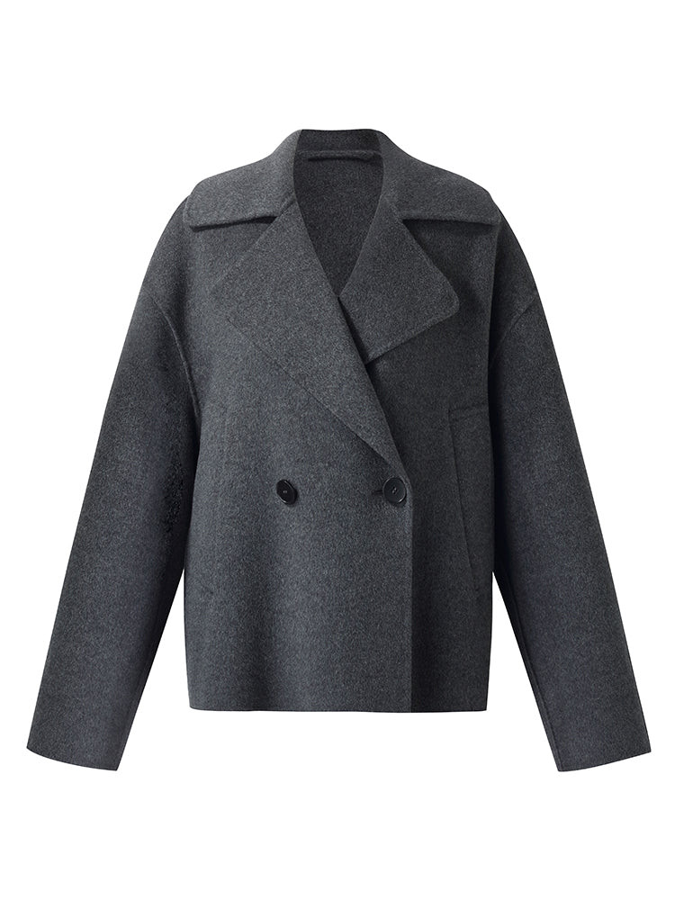 100% Wool Lapel Unisex Short Coat | GOELIA