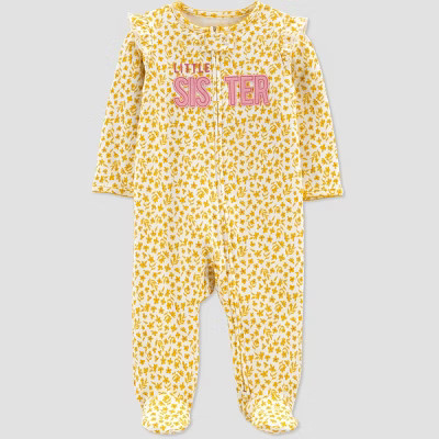 Baby Girls' Floral 'Little Sister' Interlock Footed Pajama - Just One You® made ... | Target