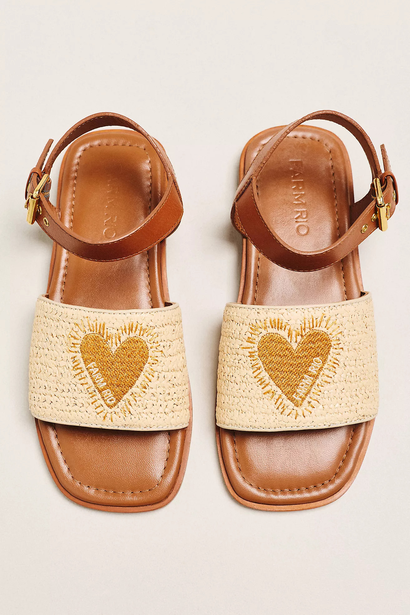 Farm Rio Raffia Heart Sandals | Anthropologie (US)