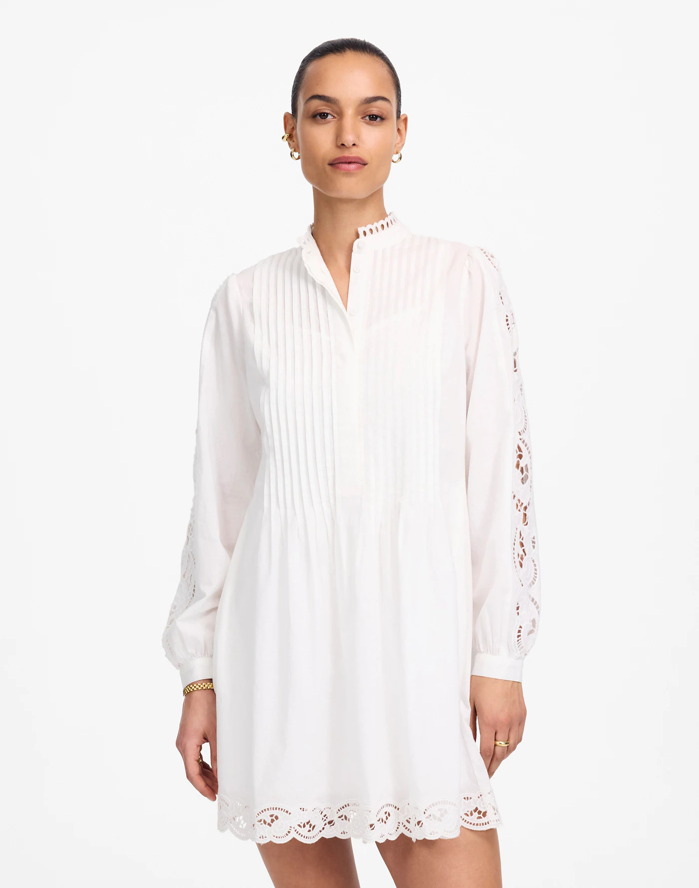 Pintucked Eyelet Mini Dress | Madewell