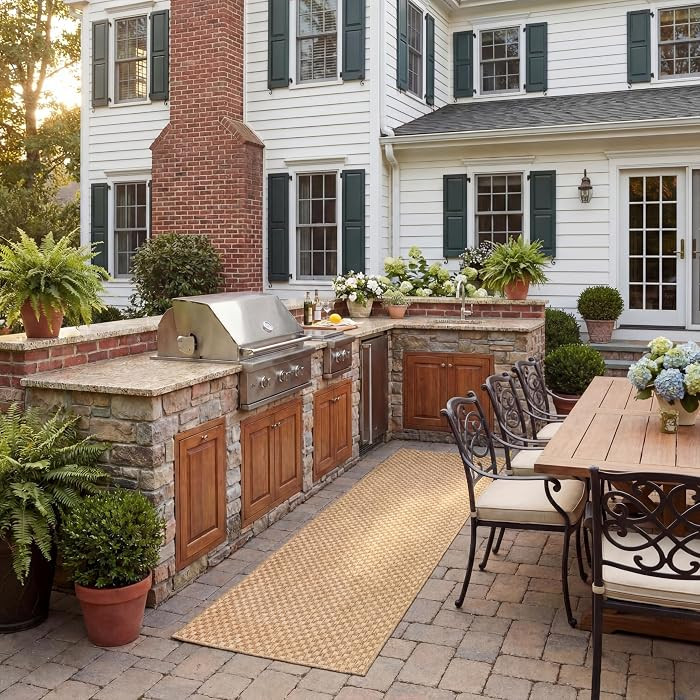 SAFAVIEH Washable Rug Outdoor Courtyard Collection - 2'3" x 8' Runner, Natural & Cream, Non-Shedding & Easy Cleaning, Ideal for Patio, Entryway, Mudroom, Hallway, Kitchen (CY8653-03021) | Amazon (US)