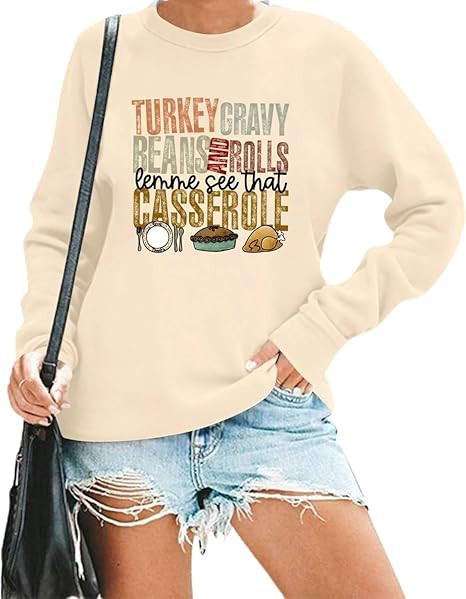 HEYO Thanksgiving Sweatshirt Women Gobble Gobble Cute Funny Turkey Graphic Pullover Casual Long S... | Amazon (US)