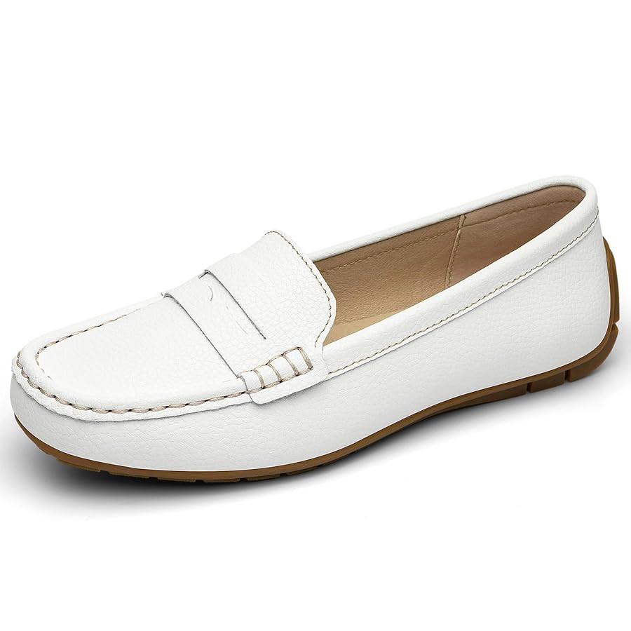 Women's Comfortable & Lightweight Leather Penny Loafers Slip-Ons Cute Business Casual Dress Shoes... | Amazon (US)
