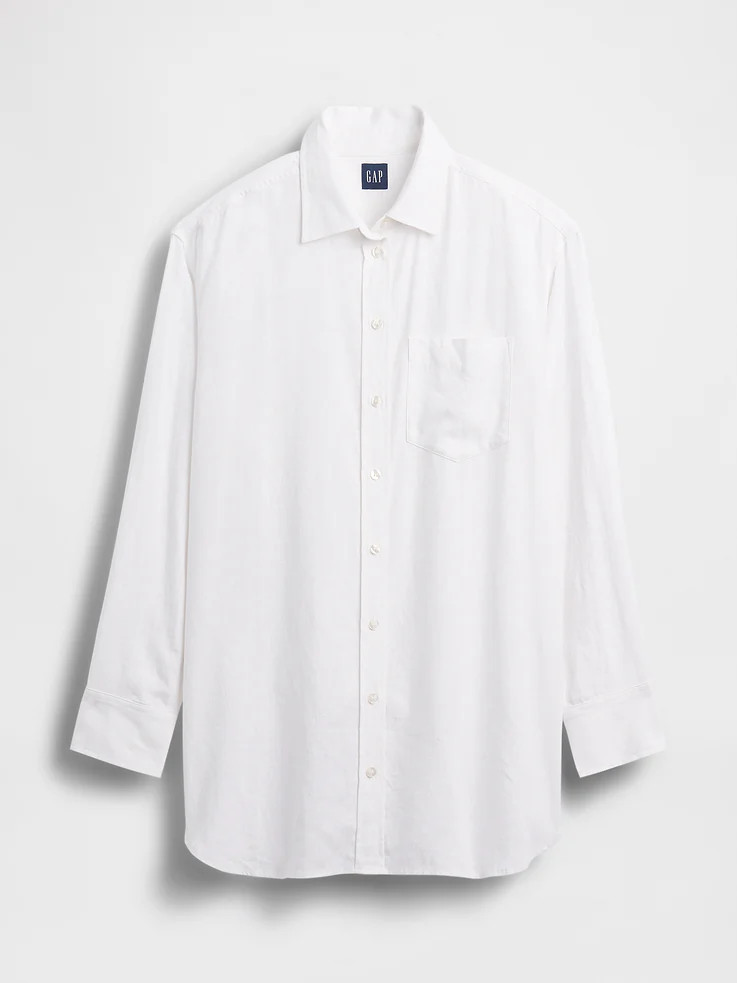 Linen-Blend Oversized Tunic Shirt | Gap (US)