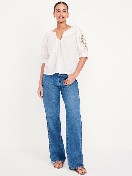 Extra High-Waisted Braided Wide-Leg Jeans | Old Navy | Old Navy (US)