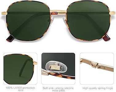 SOJOS Classic Square Sunglasses for Women Men with Spring Hinge Sunnies SJ1137 | Amazon (US)