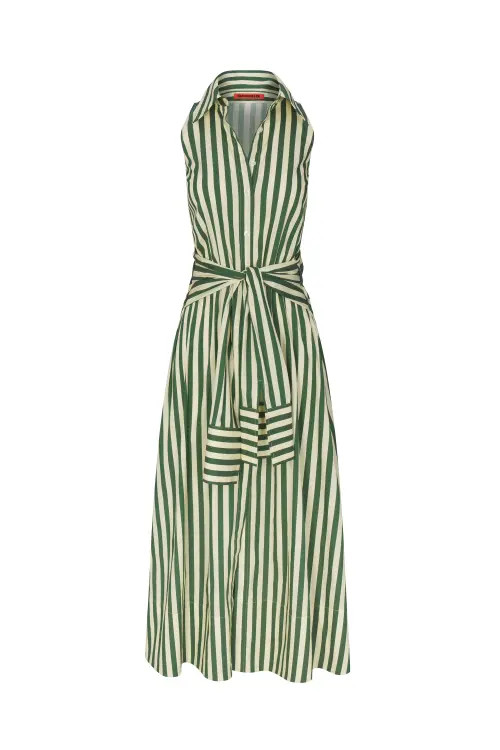SIMONMILLER Inna Sleeveless Poplin Dress in Gummy Green/ecru at Nordstrom, Size X-Large | Nordstrom