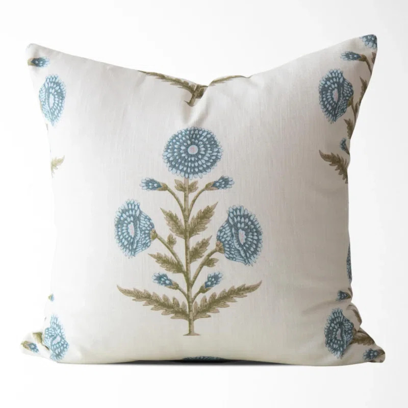 Flora Vintage Zinnia Block Print Pillow Cover | Wayfair North America