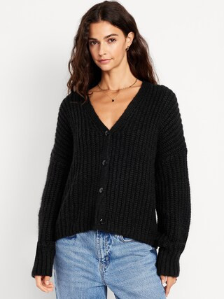 Wool-Blend Shaker-Stitch Cardigan Sweater | Old Navy (US)