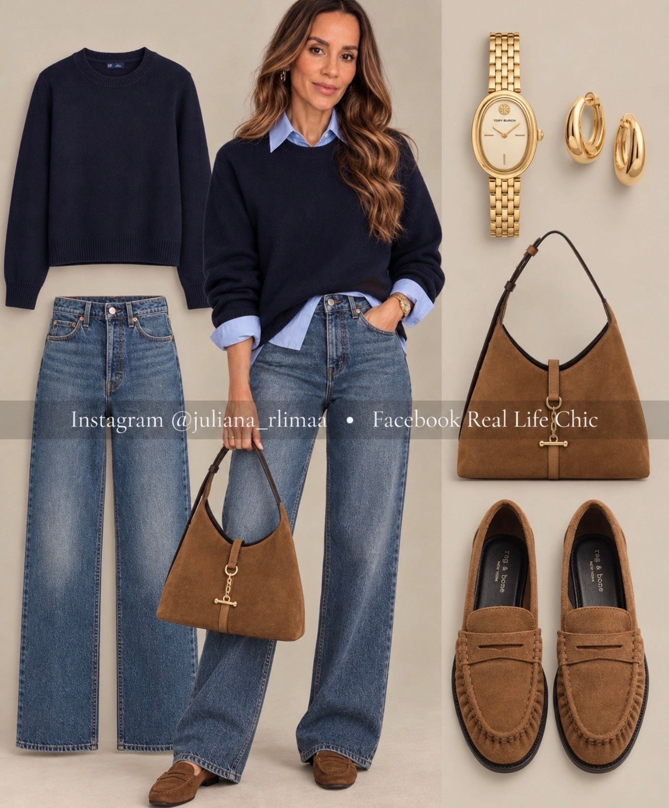 This is the kind of fall outfit I’ll wear on repeat. 🤎✨

A navy sweater layered over a crisp blue button-down, relaxed denim, suede loafers, and a warm brown bag—simple pieces, but together they look polished, expensive, and effortless.

I linked similar pieces so you can recreate the entire look. Shop your favorites before the best sizes and colors are gone!

fall outfit ideas, navy sweater outfit, blue button down outfit, wide leg jeans outfit, suede loafers, brown suede bag, elevated casual style, quiet luxury outfit, timeless fall fashion, capsule wardrobe, women over 40 fashion, classic wardrobe staples, effortless chic outfit, polished everyday style, neutral fall outfit, preppy fall style, LTK outfit inspiration, Real Life Chic.

#LTKootd #LTKOver40 #LTKSaleAlert