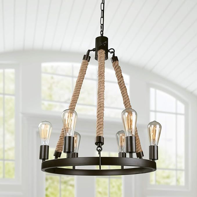 LNC Farmhouse Chandeliers for Dining Rooms Rustic Foyer Light Fixture, A02993 | Amazon (US)