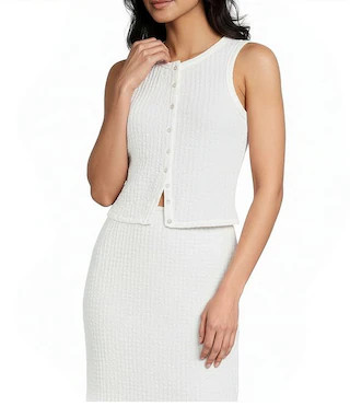 Coordinating Pucker Knit Button Front Tank | Dillard's