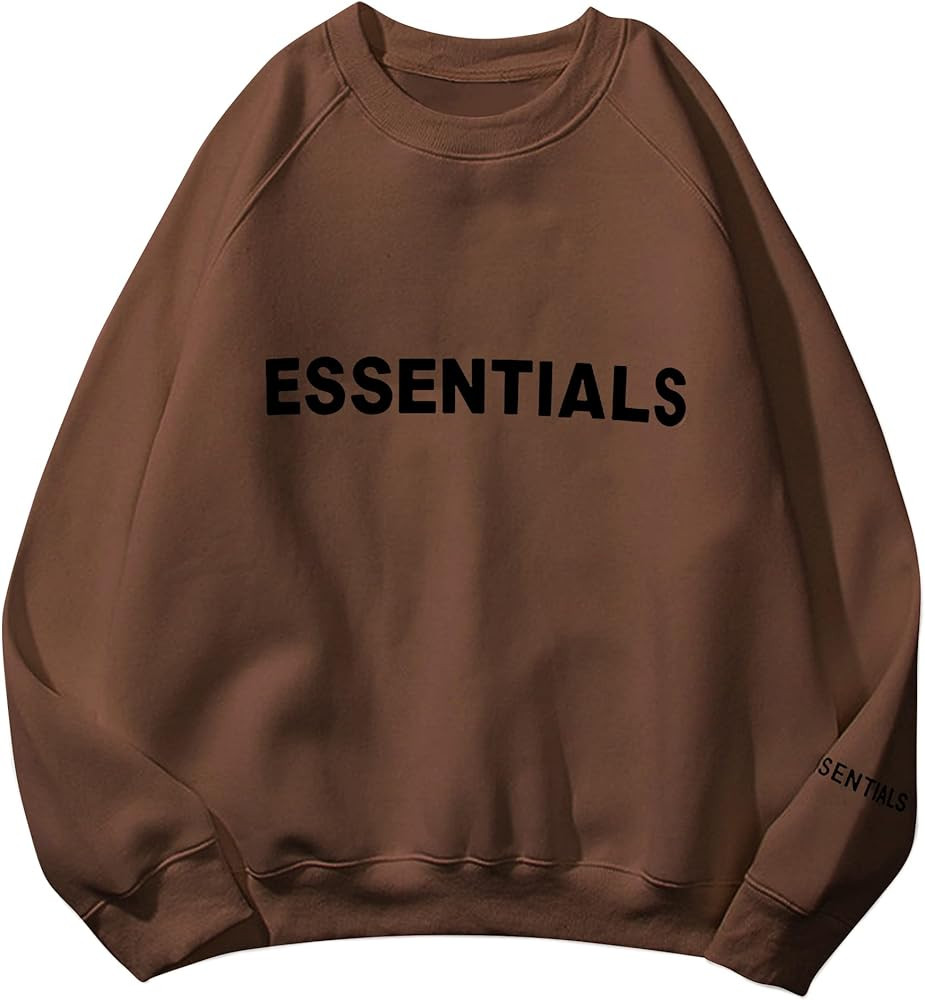 OIPUNSHLE Women Fleece Oversized Letter Print Graphic Casual Sweatshirt Crewneck Long Sleeve Pullove | Amazon (US)