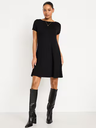 Short-Sleeve Mini Swing Dress | Old Navy (US)